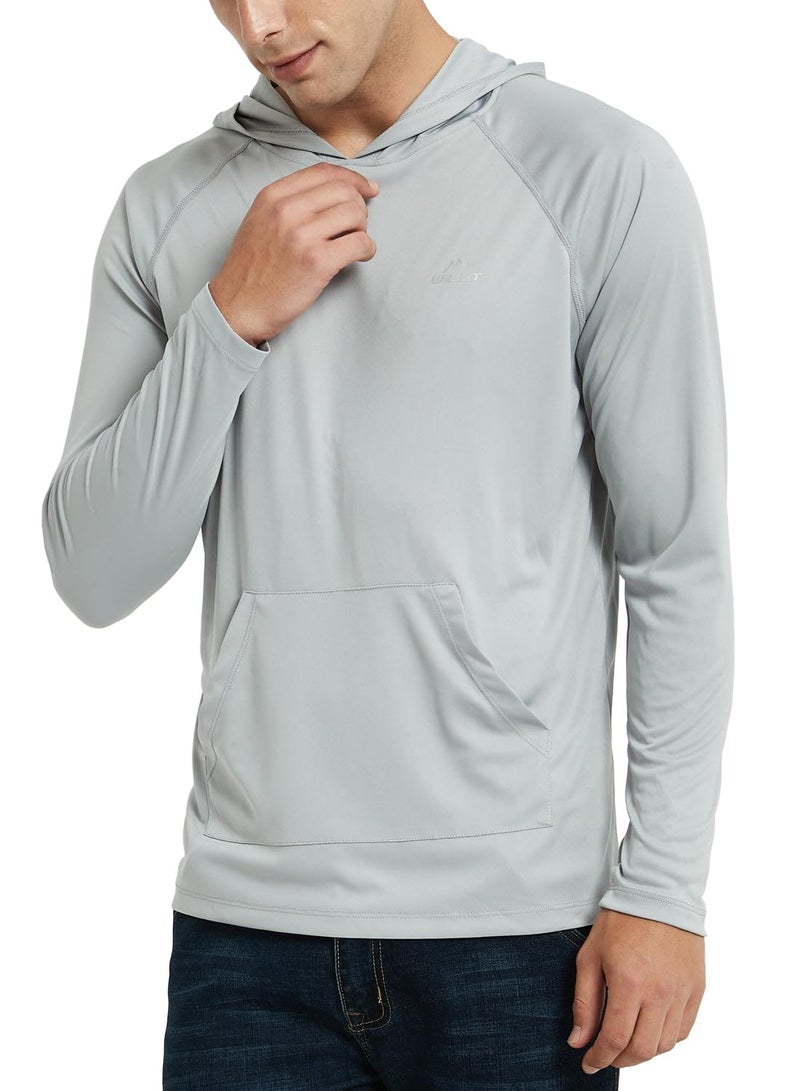 Willit Men's UPF 50+ Sun Protection Hoodie Shirt Long Sleeve Rash Guard Fishing SPF Outdoor UV Shirt Lightweight Pocket Gray XL - Image 4